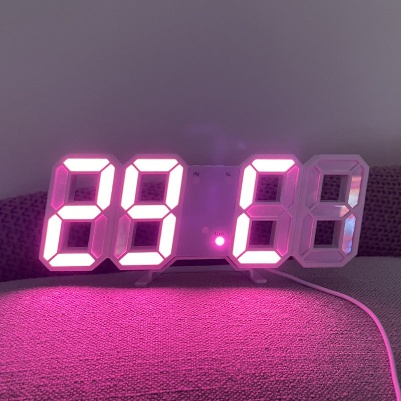 3D Digital Alarm Clock, Creative Smart Light-sensitive LED Wall-mounted Electronic Alarm Clock For Korean Students