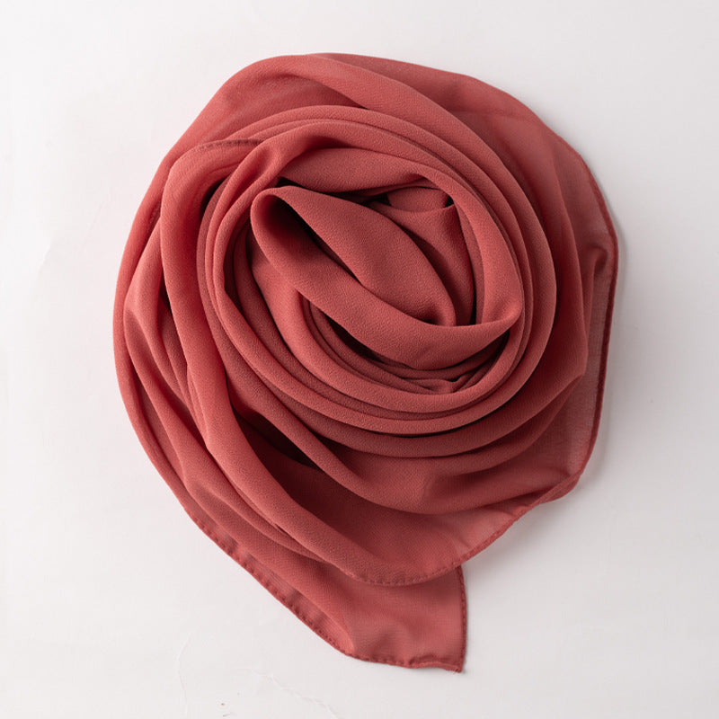 Single-color Pearl Chiffon Square Scarf Middle Eastern Headscarf Hui Gauze Scarf Malay Turban