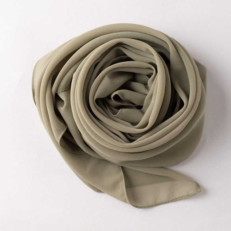Single-color Pearl Chiffon Square Scarf Middle Eastern Headscarf Hui Gauze Scarf Malay Turban