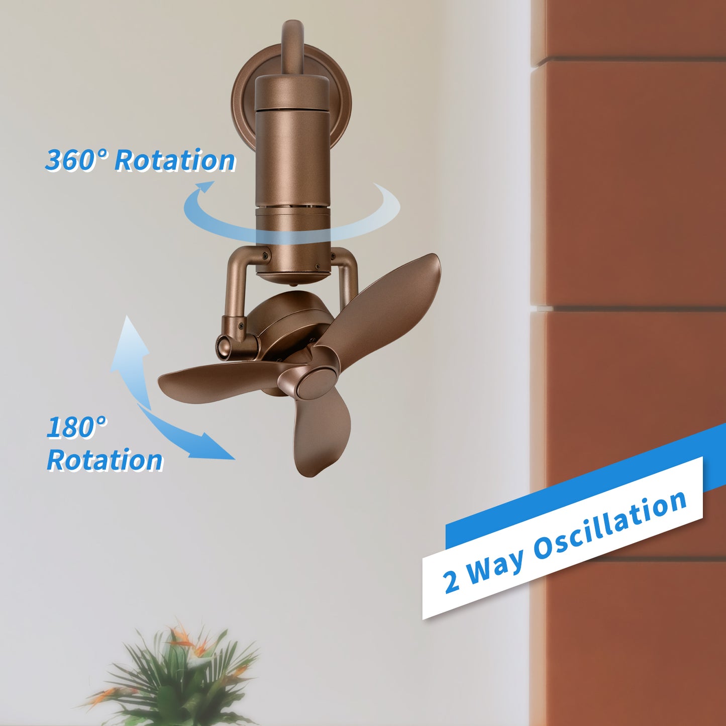16 In 360° revolving ceiling fan with Sand Gold ABS Blade