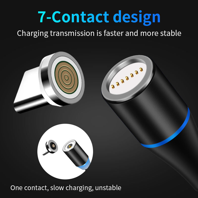 Fast Charge Three-in-one Magnetic Data Cable One-to-three Nylon Braided Mobile Phone Charging Cable For Apple Huawei